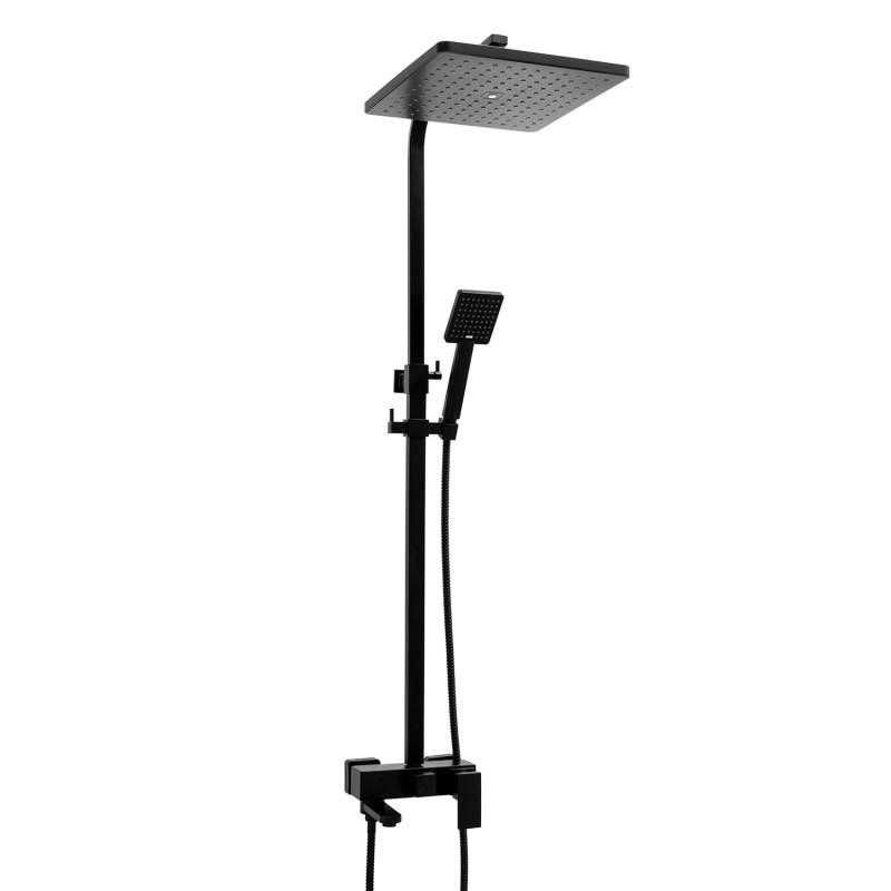 Bateria prysznicowa wannowa kran z deszczownicą 30 cm czarna prysznic
