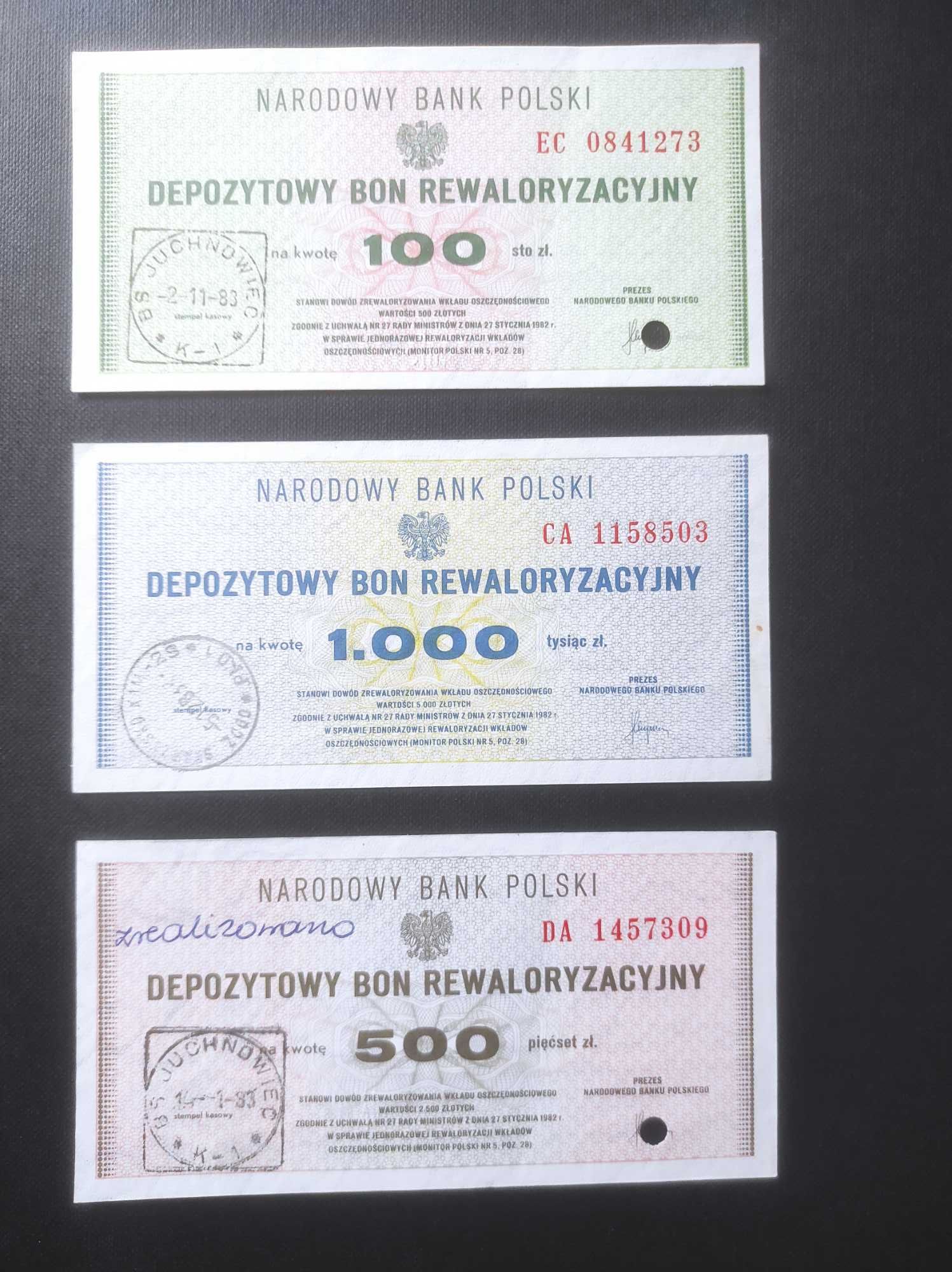 Depozytowy bon rewaloryzacyjny - 3szt UNC