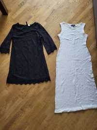 Haftowana sukienka biała i czarna długa i midi