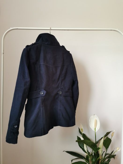 Granatowy krótki płaszcz H&M M S 38 36  kurtka bosmanka damski ciepły