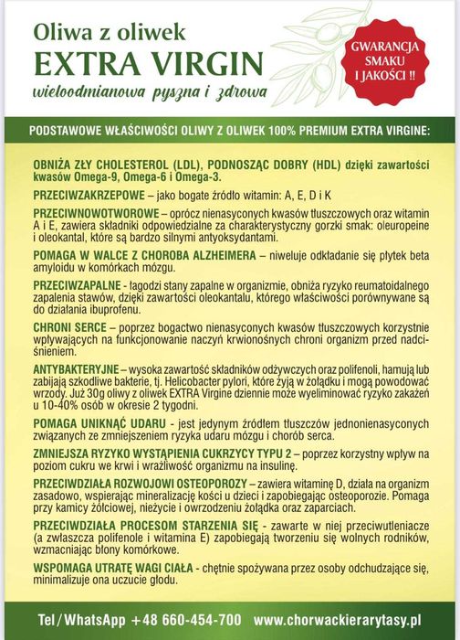 PROMOCJA !! Oliwa z Oliwek / EXTRA VIRGIN / CHORWACJA / 250 ml