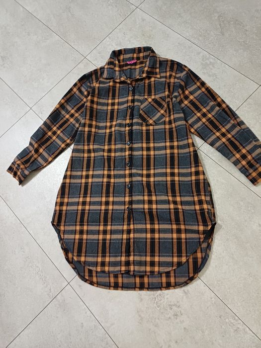 Рубашка в клетку, длиная Рубашка, платье рубашка размер 46-48