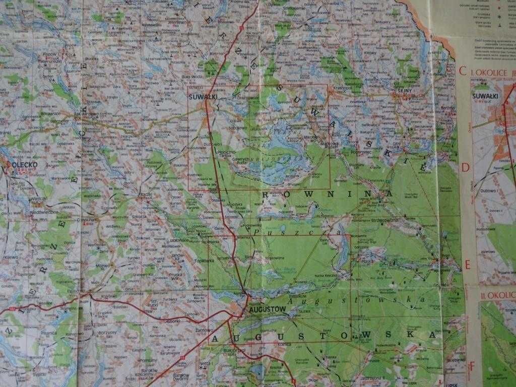 Pojezierze Suwalskie I Równina Augustowska Mapa Turystyczna 1985 Rok