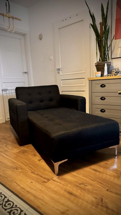 Szezlong fotel ABERDEEN grafit — rozkładany, pikowany, mega wygodny