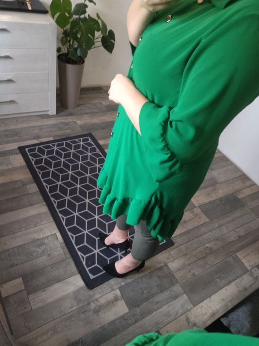 Sukienka/tunika  asymetryczna  oversize zielona
