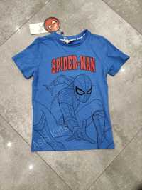 T-shirt chłopięcy niebieski Spiderman nowy 104 cm nadruk