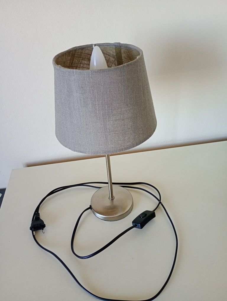 Lampka nocna szara materiałowa