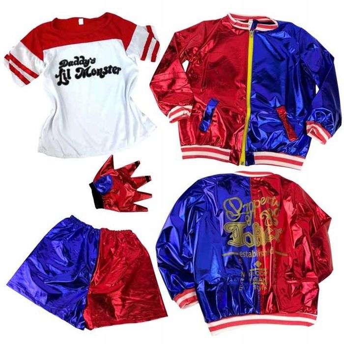 Strój kostium przebranie na bal Harley Quinn + peruka r.XL 140/146