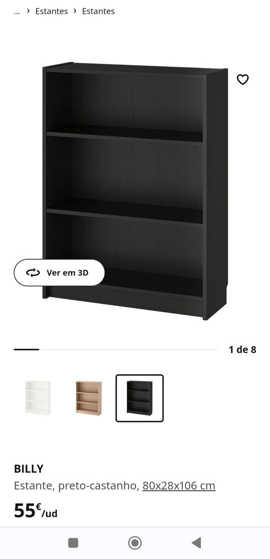 Estante Billy IKEA c/2 prateleiras