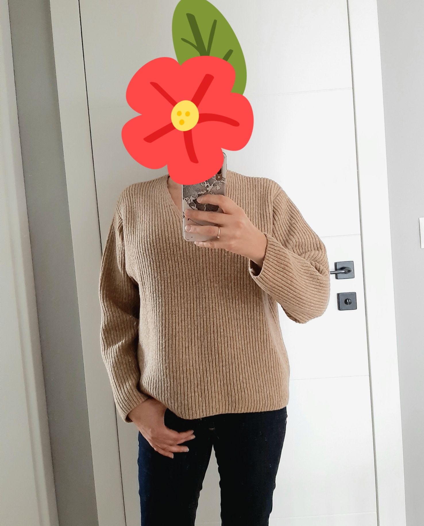 H&M sweter karmelowy XS ciepły gruby