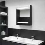 Vidaxl Szafka Łazienkowa Z Lustrem I Led, Lśniąca Czerń, 50X14X60 Cm