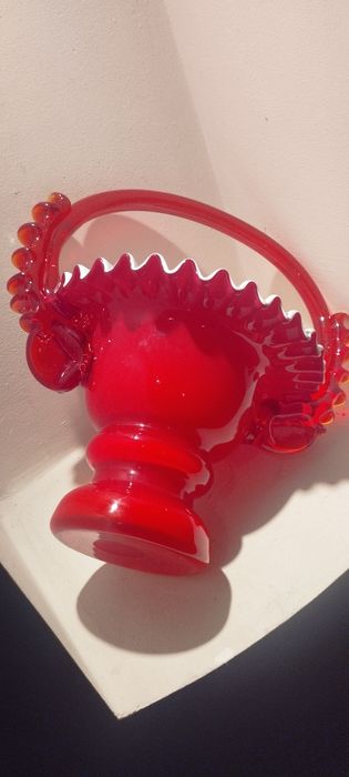 HSG  Ząbkowice Ludwik Fiedorowicz koszyk z falbanką szkło PRL