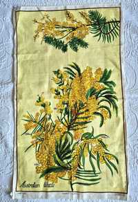 Домашній текстиль льняная салфетка панно з мимозой австралийской