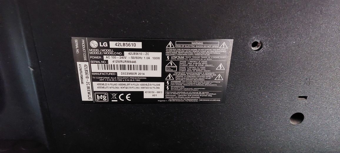 Telewizor LG 42" uszkodzony sprzedam plus DVD