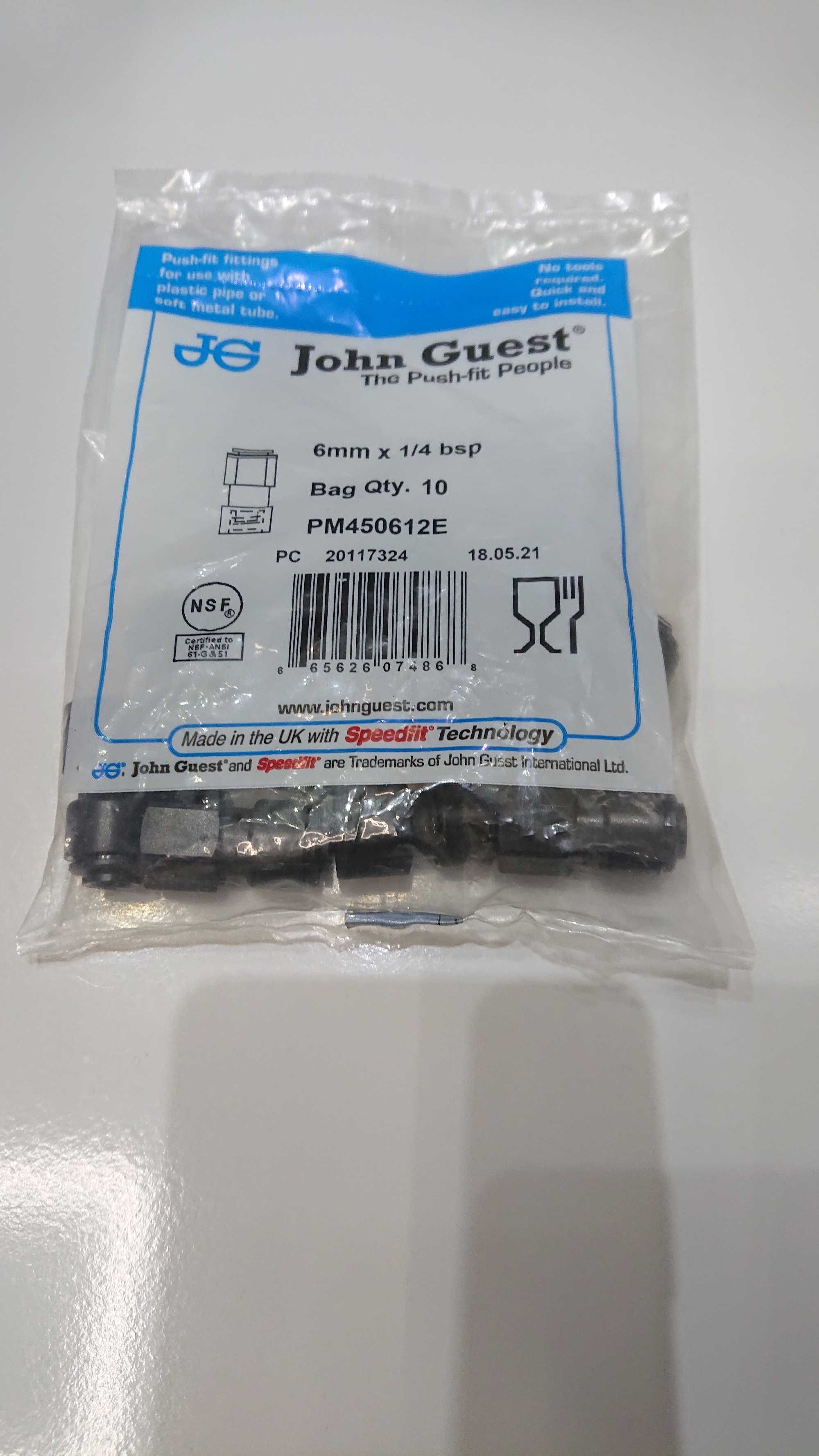 John Guest złączka  z gwintem wewnętrznym   6mm x gwint 1/4 cala.