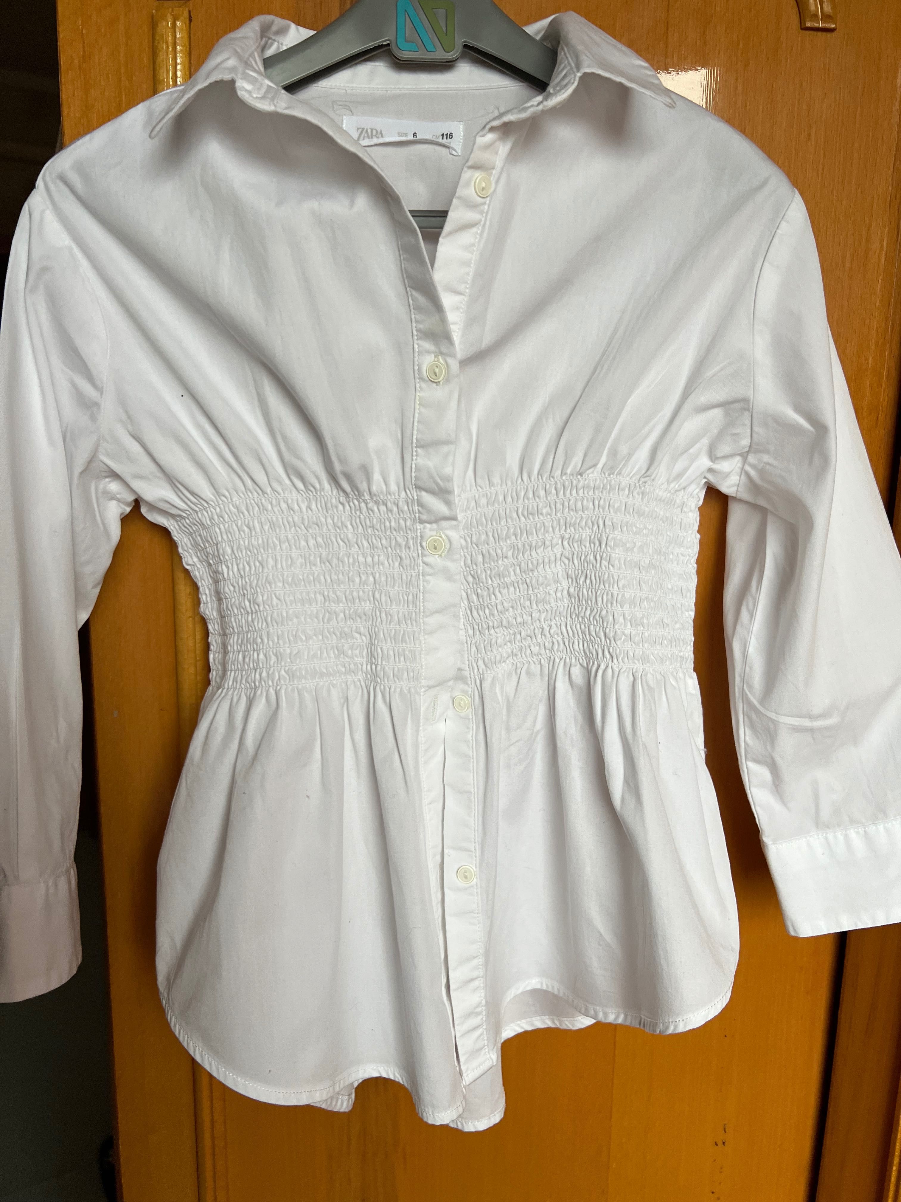 Блуза,рубашка для дівчинки Zara ,біла ,розмір 116,6 років