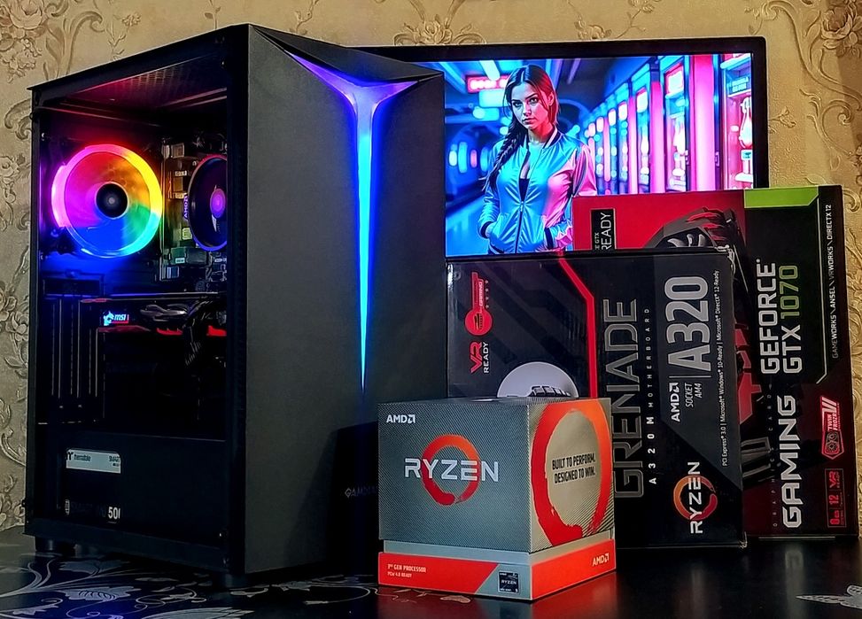 ПК MSI GTX1070+ Ryzen 5 2600+ 16Gb DDR4/SSD игровой компьютер