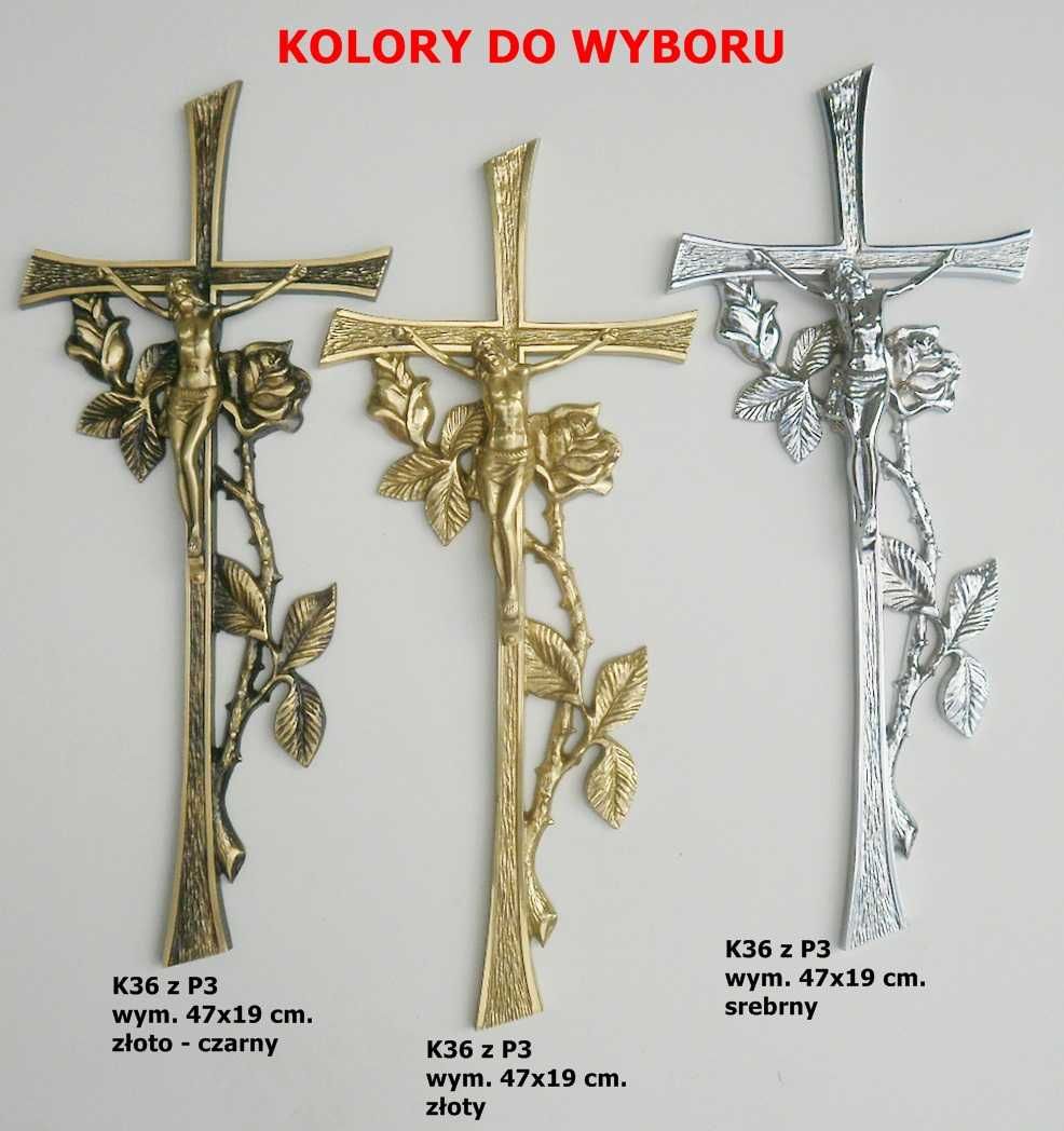 Krzyż srebrny na pomnik, nagrobek, cmentarz. Krzyż z Chrystusem chrom