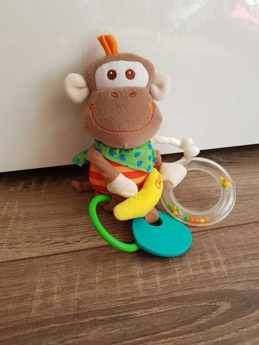 Wibrująca małpka Chicco zabawka sensoryczna kolorowe koraliki szeleści
