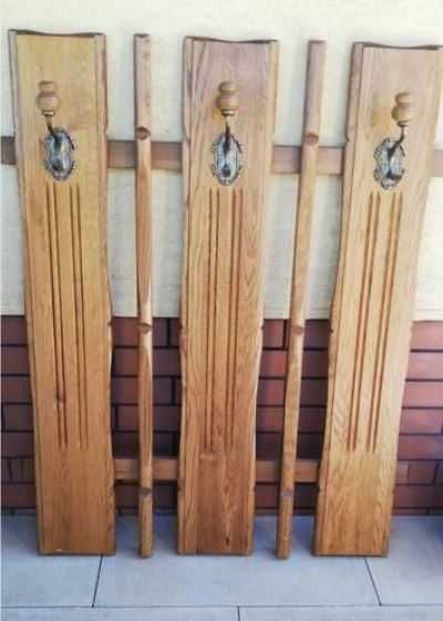 Wieszak stylowy dębowy deski ścienny wolnostojący gięty Fameg