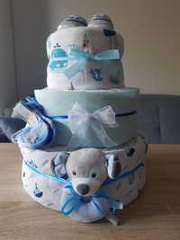 Tort z pampersów pieluszek dla chłopca/ dziewczynki baby shower