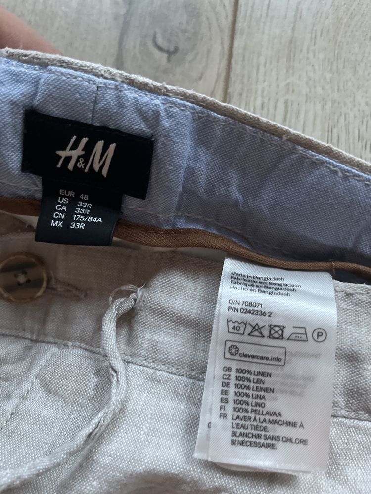 Spodnie lniane h&m męskie