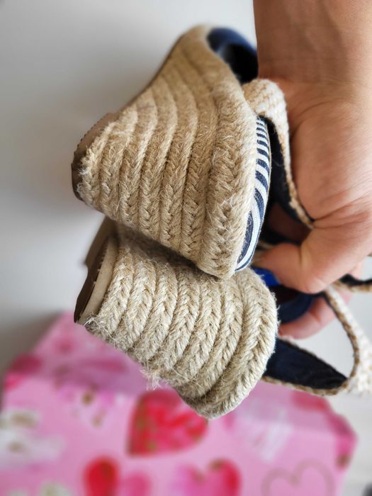 Buty espadryle sandały marynarskie granatowe na koturnie M&S 37