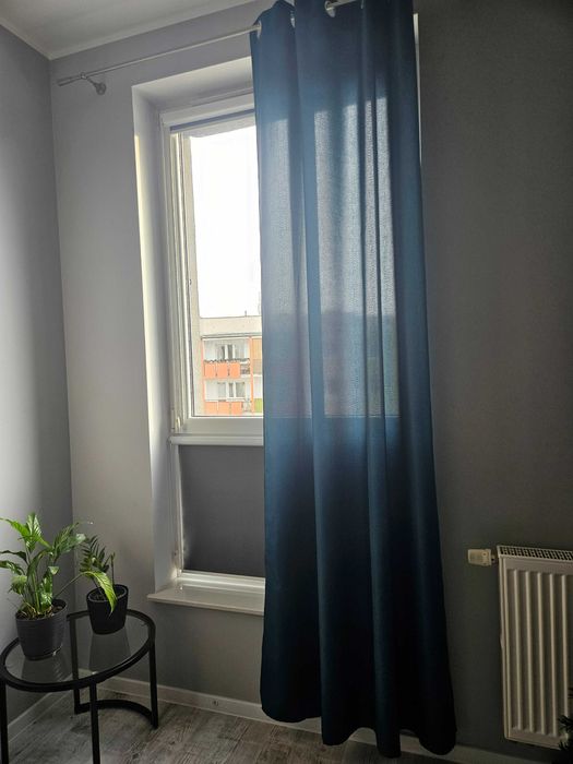 Zasłona 2 sztuki na okno szmaragd morskie 140 x 250 cm przelotki