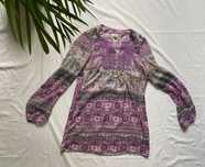 Fioletowa Koszulka tunika Retro Vintage Look Top