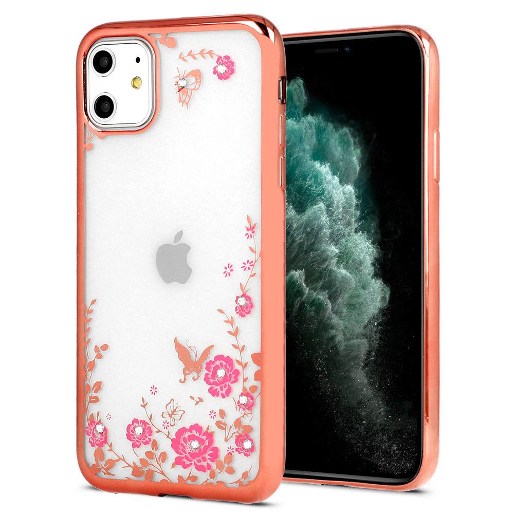 Back Case Diamond Flower Do Iphone 12 Pro Max Złoty Róż