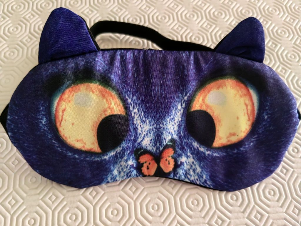 Máscara de olhos para dormir/viagem, Gato