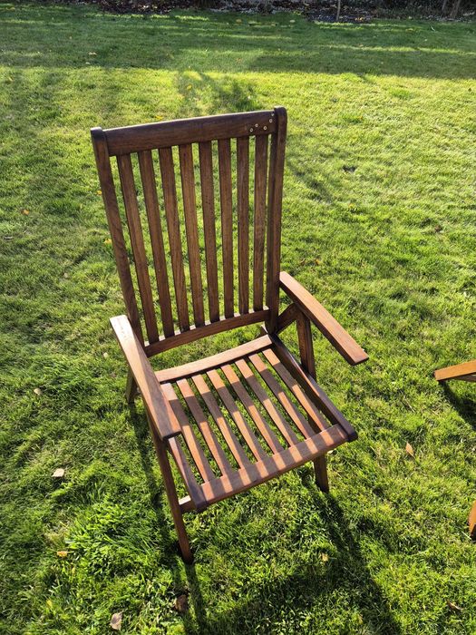 Krzesła Fotele ogrodowe drewniane, rozkładane cena za 3 sztuki