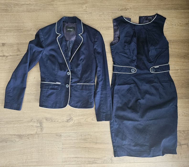 Granatowa sukienka i marynarka Orsay r.38