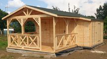 Domek letniskowy altana ogrodowa 6×4 m z przybudówką 1×3 narzędziówka