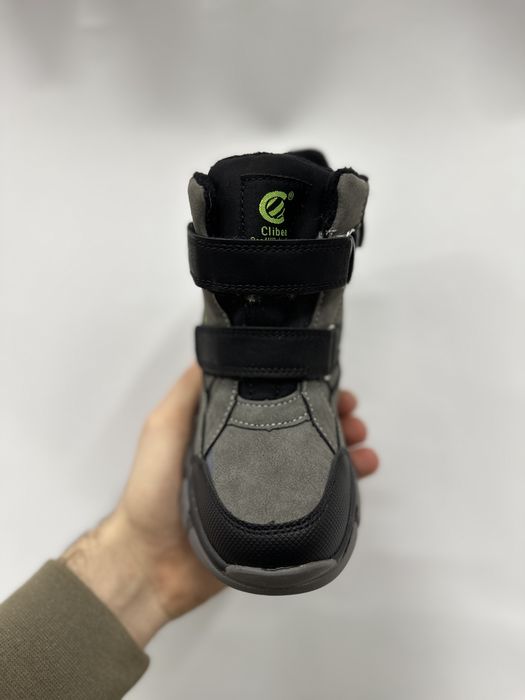 Черевики зимові на хлопчика 27-32, сірі ботинки на овчині хайтопи