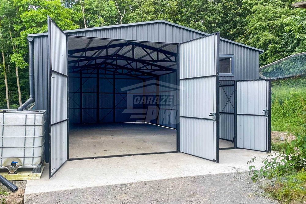 Hala - Garaż Blaszany 7x10m Brama Dwuskrzydłowa - Drzwi - Okno GP382