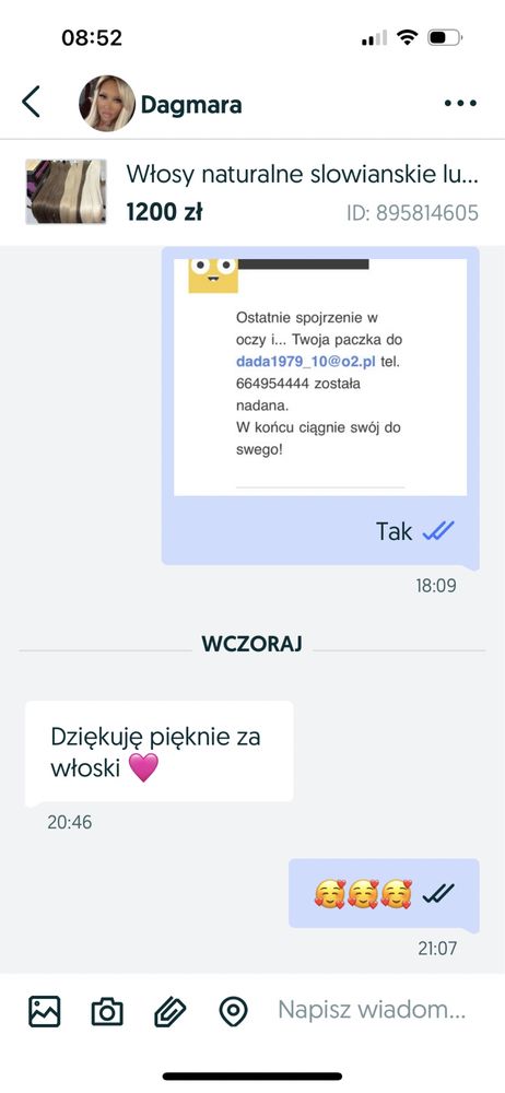 Włosy słowianskie LUX 51cm#2 ciemny brąz , wyczesane !