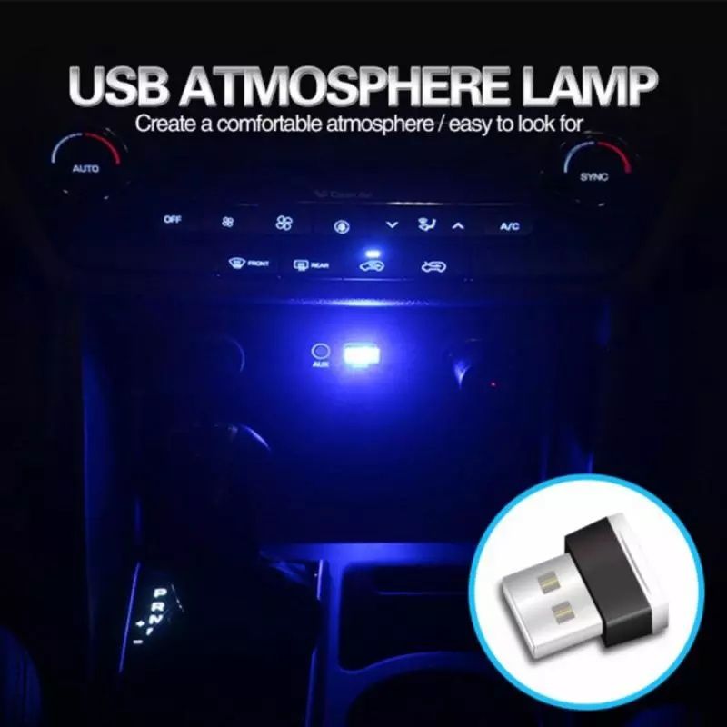 Luz de ambiente para carro porta USB AZUL novo