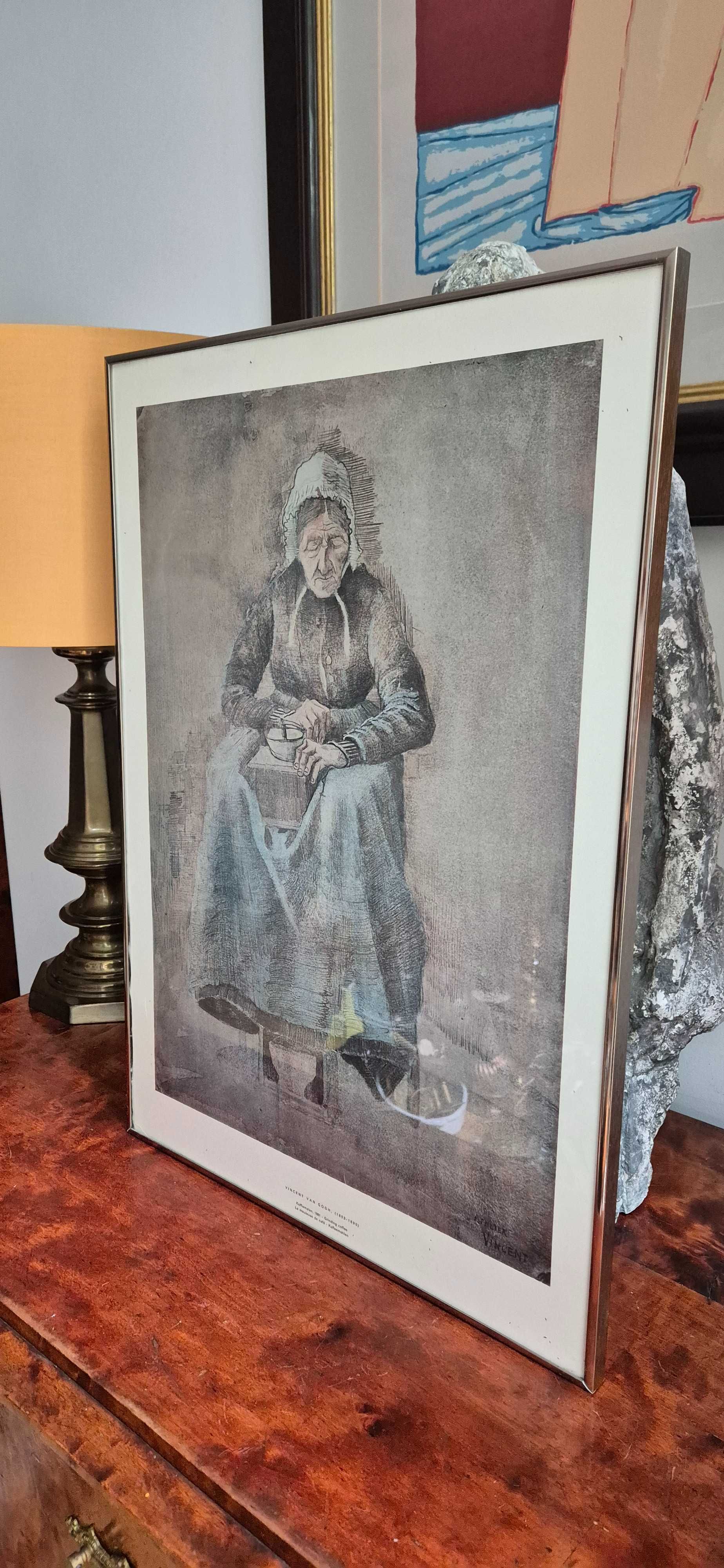 Litografia Vincent Van Gogh Mielenie kawy antyk plakat z wystawy cudo