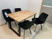 (70) Stół na metalowych nogach + 4 krzesła, nowe 1250 zł