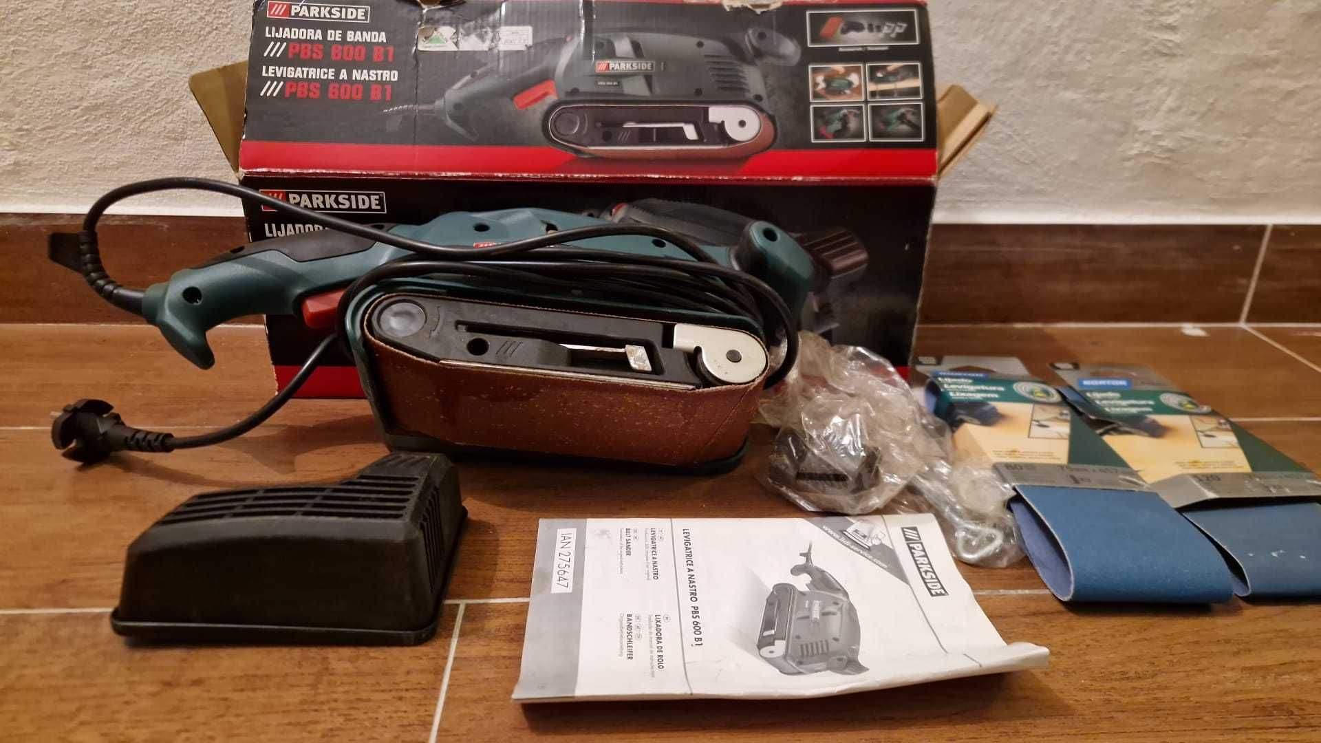Lixadeira de Cinta Parkside PBS 600 B1 – NOVA | Inclui Lixas