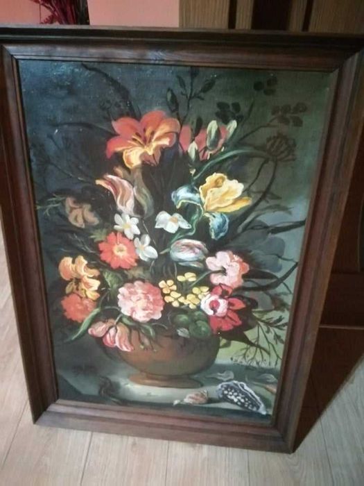 Obraz olejny w ramie duży MARTWA NATURA_kwiaty 64x89 cm