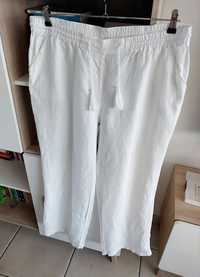 Białe Lniane spodnie Ulla Popken len 100% Spodnie z lnu na lato 48/4XL