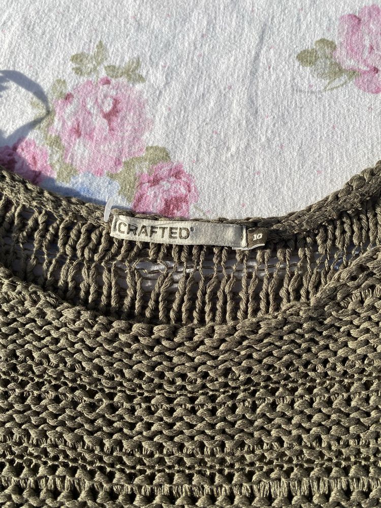 Krótki sweterek ażurowy M 38 crafted y2k 90s 00s