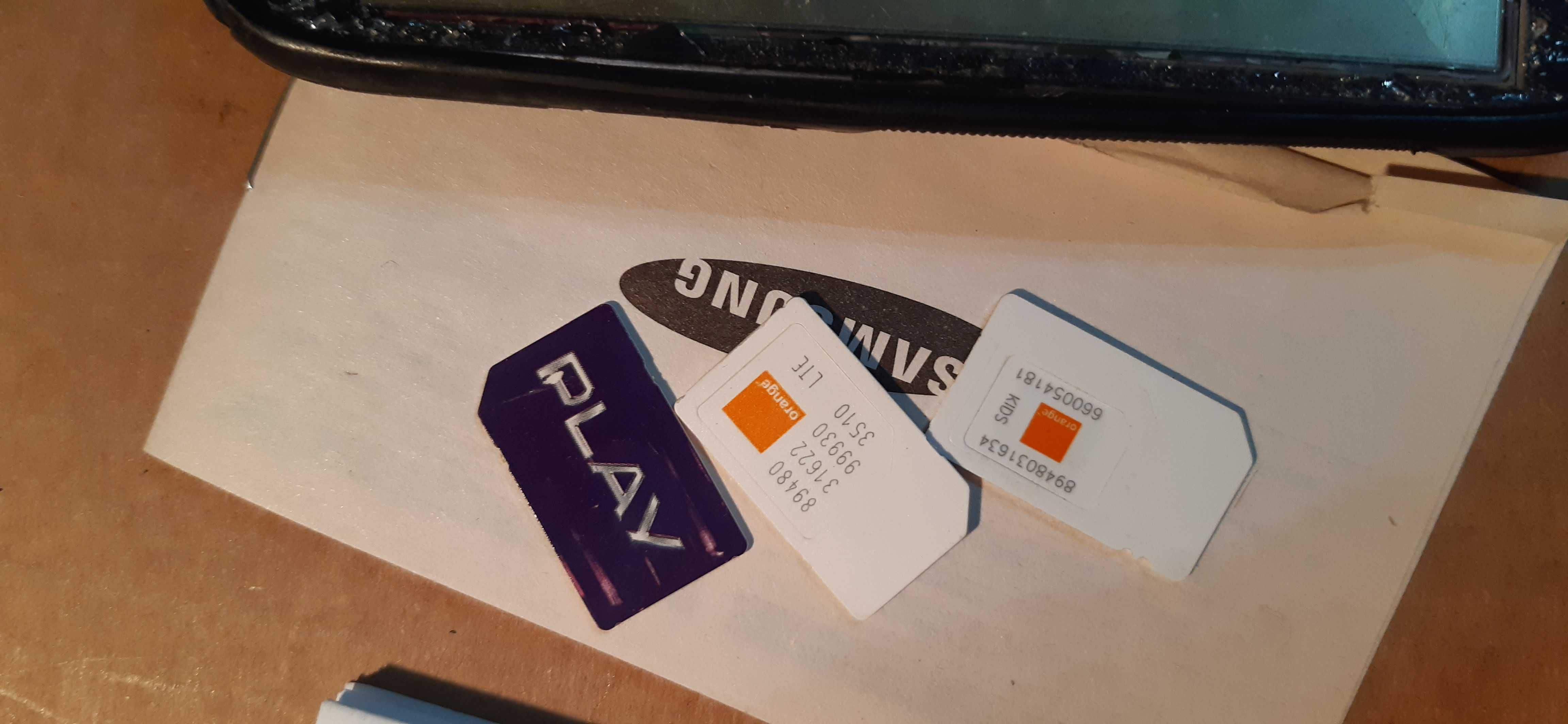 stare karty sim, instrukcje telefon i opakowanie