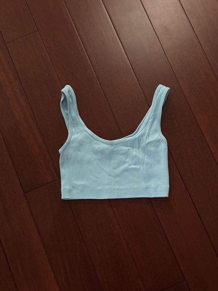 krótki niebieski top - H&M