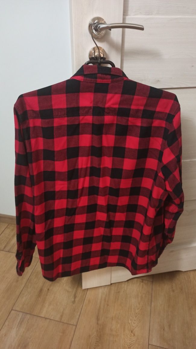 Flanelowa koszula w kratę Cropp czerwono czarna rozm. XXL ok. 193 cm