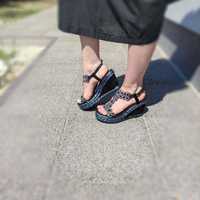 Nowe czarne sandały na koturnie rozmiar 40