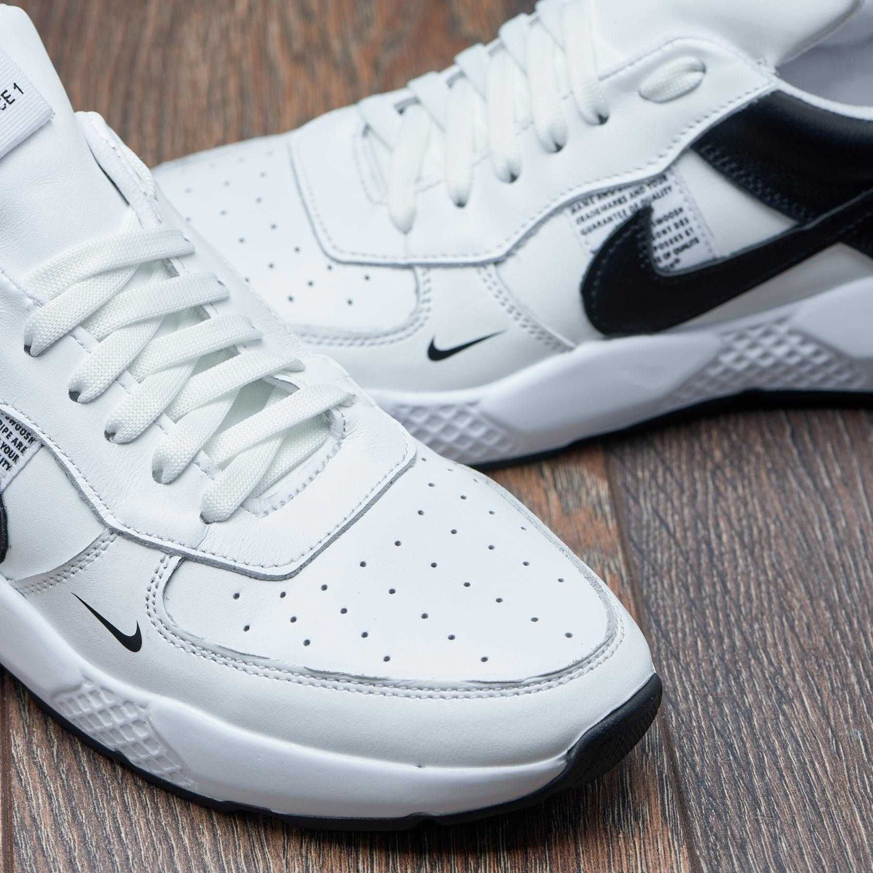 Чоловічі стильні шкіряні кросівки NIke 015white/black 40-45р