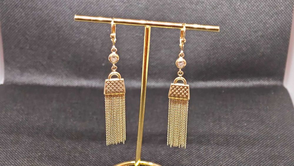 Celebrity 14k Unikatowe Damskie złote kolczyki Torebki wiszące 585